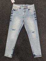 Men’s Paint Splash Distressed Sky Blue Jeans