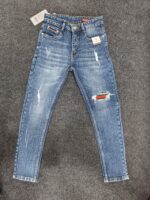 Men’s Vintage Blue Distressed Slim Denim Jeans
