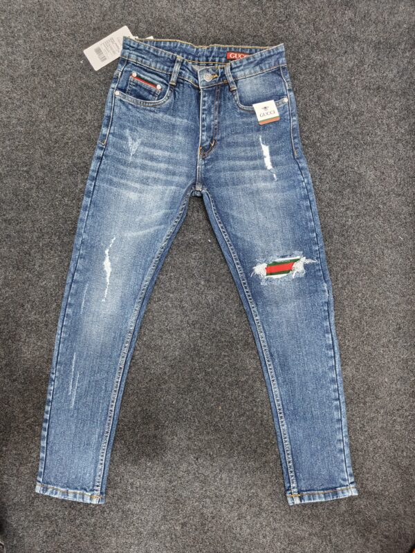 Men’s Vintage Blue Distressed Slim Denim Jeans