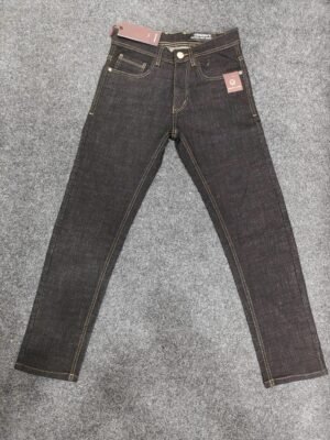 Men’s Raw Look Black & Blue Regular Denim Jeans