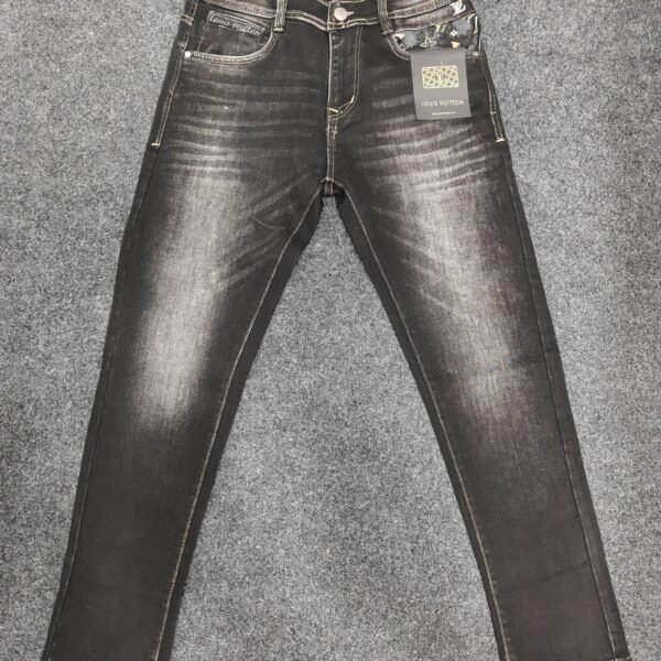 Men’s Monogram Pocket Black Washed Regular Denim Jeans