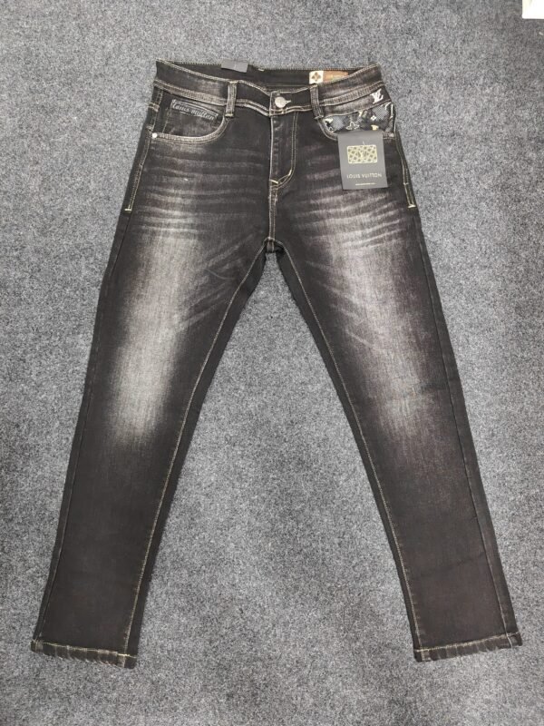 Men’s Monogram Pocket Black Washed Regular Denim Jeans