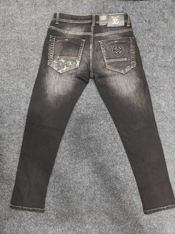 Men’s Monogram Pocket Black Washed Regular Denim Jeans