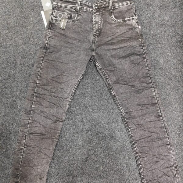 Men’s Crinkle Wash Graphite Regular Denim Jeans