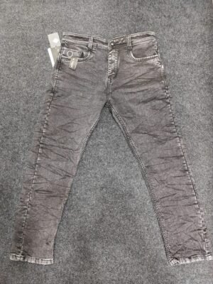 Men’s Crinkle Wash Graphite Regular Denim Jeans