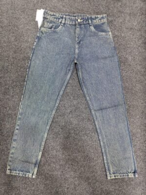 Men’s Stone Wash Blue Regular Denim Jeans
