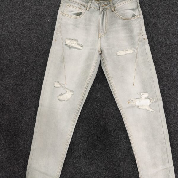Men’s Ice Wash Ripped Regular Denim Jeans