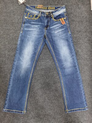 Men’s Contrast Stitch Washed Bootcut Jeans