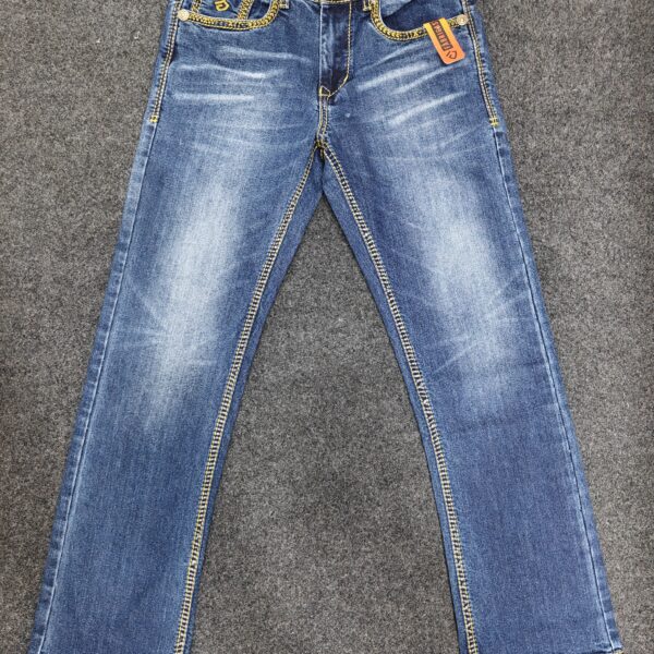 Men’s Contrast Stitch Washed Bootcut Jeans