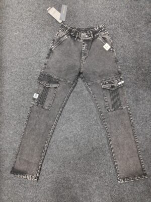 Men’s Washed Black Utility Pocket Jogger Pants