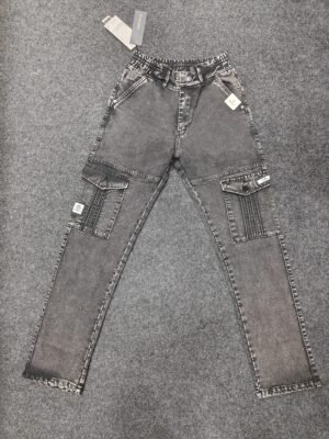 Men’s Washed Black Utility Pocket Jogger Pants