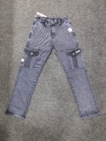 Men’s Charcoal Grey Washed Utility Pocket Jogger Pants