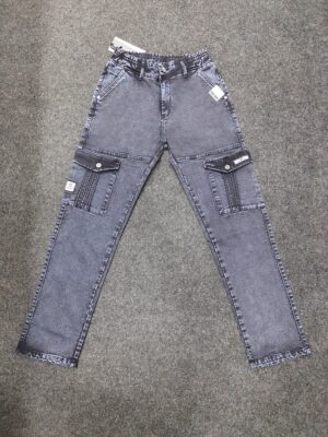 Men’s Charcoal Grey Washed Utility Pocket Jogger Pants