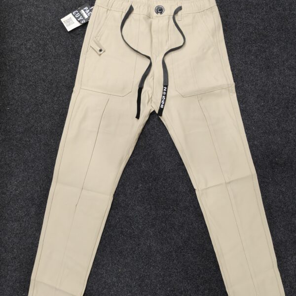 Men’s Cargo-Style Track Pants with Drawstring (Creme / Black)