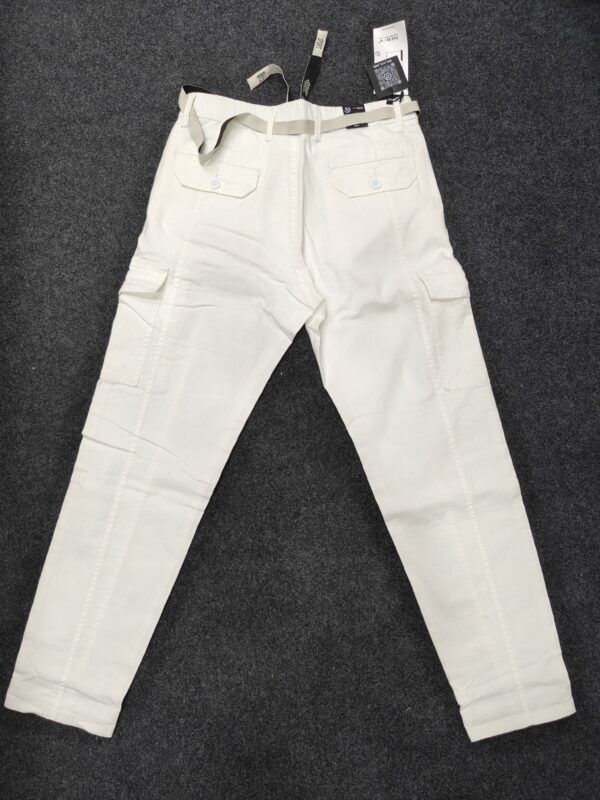 Men’s White Linen Utility Cargo Track Pant with Drawstring