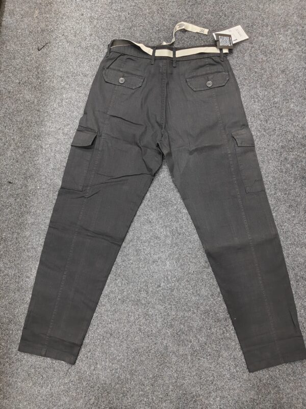 Men’s Black Linen Utility Cargo Track Pant with Drawstring