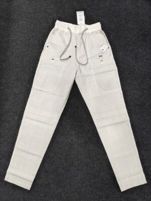 Men’s Cream Textured Drawstring Relaxed Fit Jogger Pants