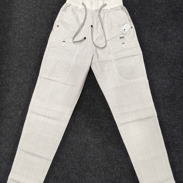 Men’s Cream Textured Drawstring Relaxed Fit Jogger Pants