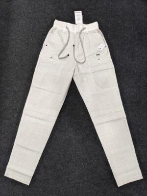 Men’s Cream Textured Drawstring Relaxed Fit Jogger Pants