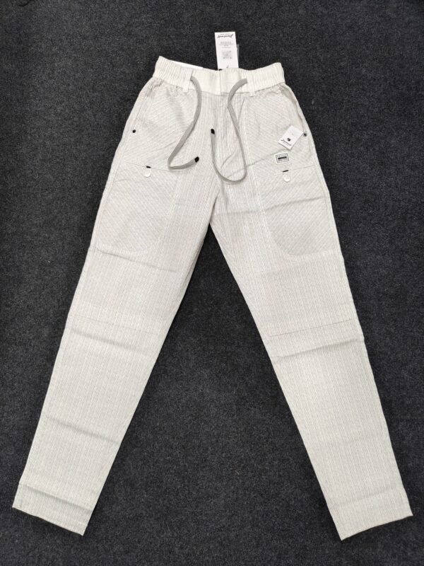 Men’s Cream Textured Drawstring Relaxed Fit Jogger Pants