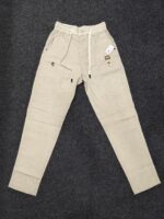 Men’s white Ribbed Drawstring Straight Fit Jogger Pants