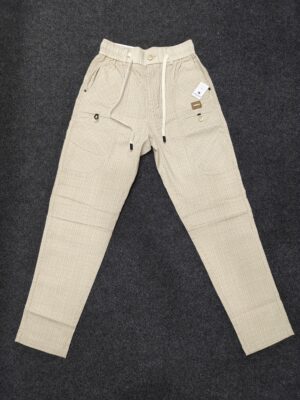 Men’s white Ribbed Drawstring Straight Fit Jogger Pants