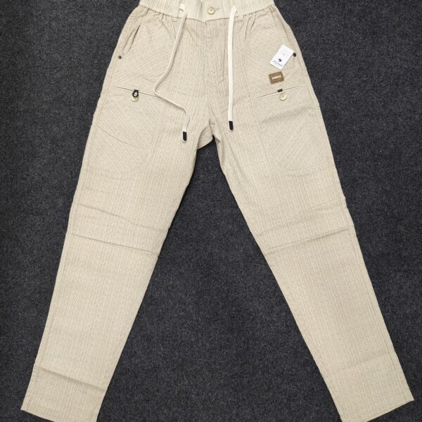 Men’s white Ribbed Drawstring Straight Fit Jogger Pants