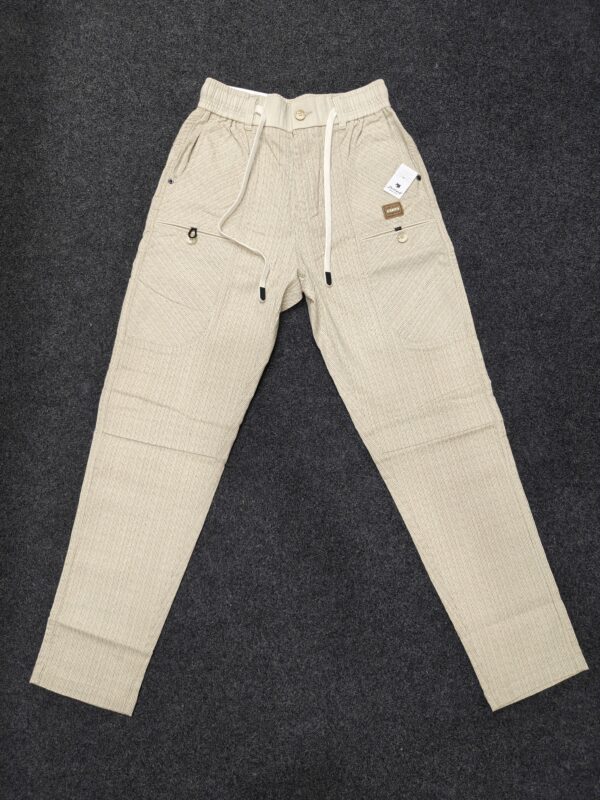 Men’s white Ribbed Drawstring Straight Fit Jogger Pants