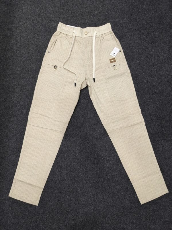 Men’s white Ribbed Drawstring Straight Fit Jogger Pants