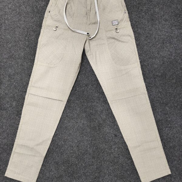 Men’s Beige Textured Drawstring Pocket Jogger Pants