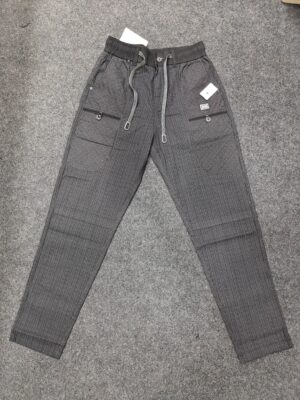 Men’s Charcoal Pinstripe Drawstring Utility Jogger Pants