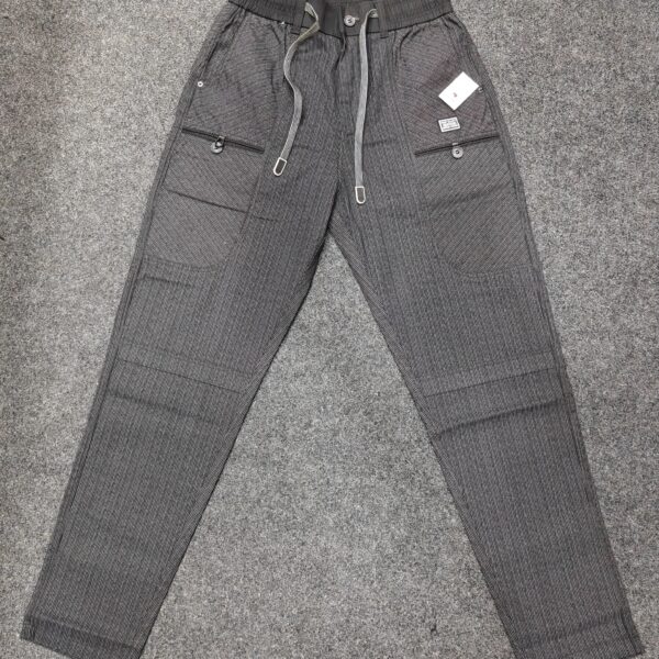 Men’s Charcoal Pinstripe Drawstring Utility Jogger Pants