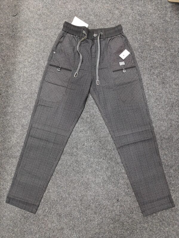 Men’s Charcoal Pinstripe Drawstring Utility Jogger Pants