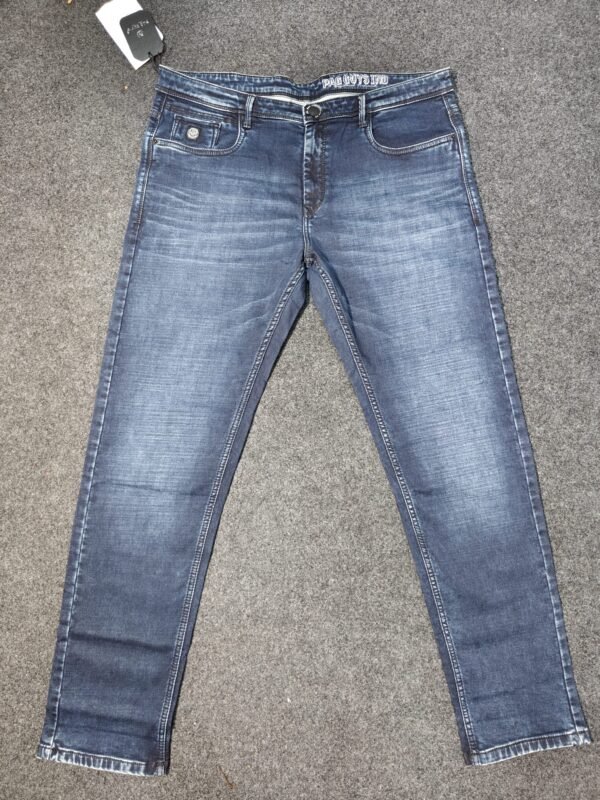 Men’s Big Size Straight Fit Denim Jeans – Mid Blue Washed