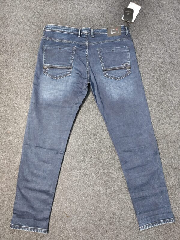Men’s Big Size Straight Fit Denim Jeans – Mid Blue Washed