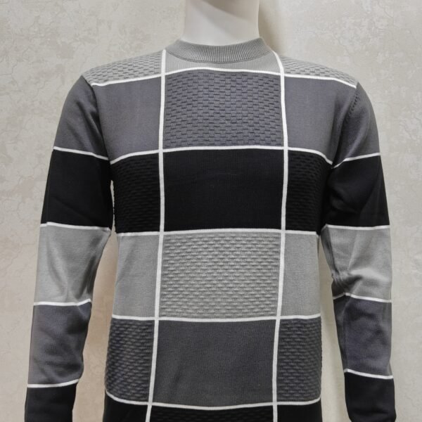 Men’s Full Sleeve Crew Neck Textured Knit T-Shirt - Multi color