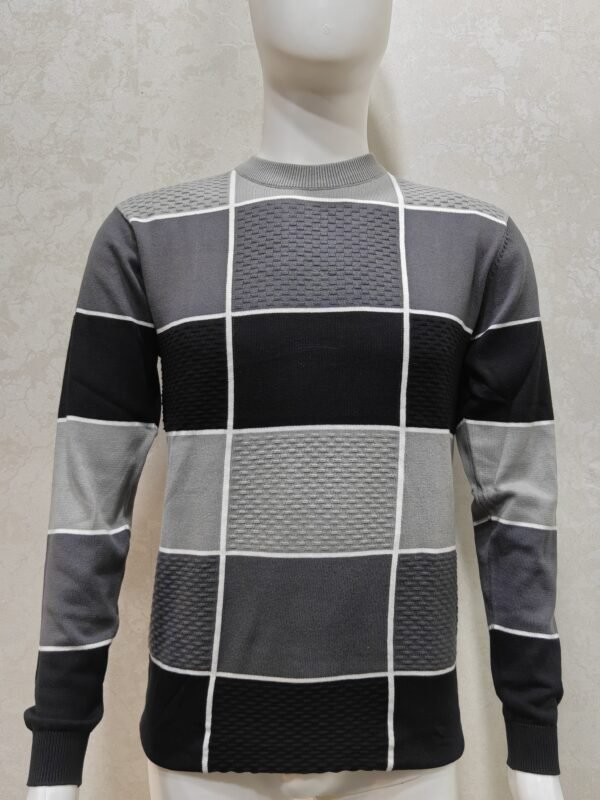 Men’s Full Sleeve Crew Neck Textured Knit T-Shirt - Multi color