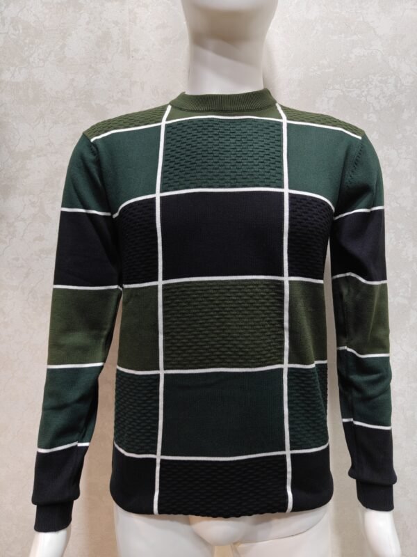 Men’s Full Sleeve Crew Neck Textured Knit T-Shirt - Multi color