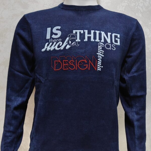 Men’s Full Sleeve Crew Neck Graphic T-Shirt – Navy Blue