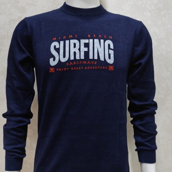 Men’s Navy Surfing Print Full Sleeve Tee