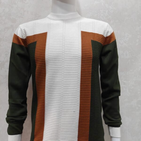 Men’s White-Green Colorblock Full Sleeve Tshirt