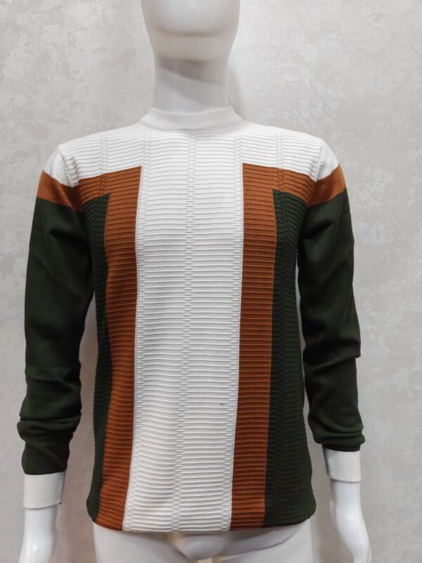 Men’s White-Green Colorblock Full Sleeve Tshirt