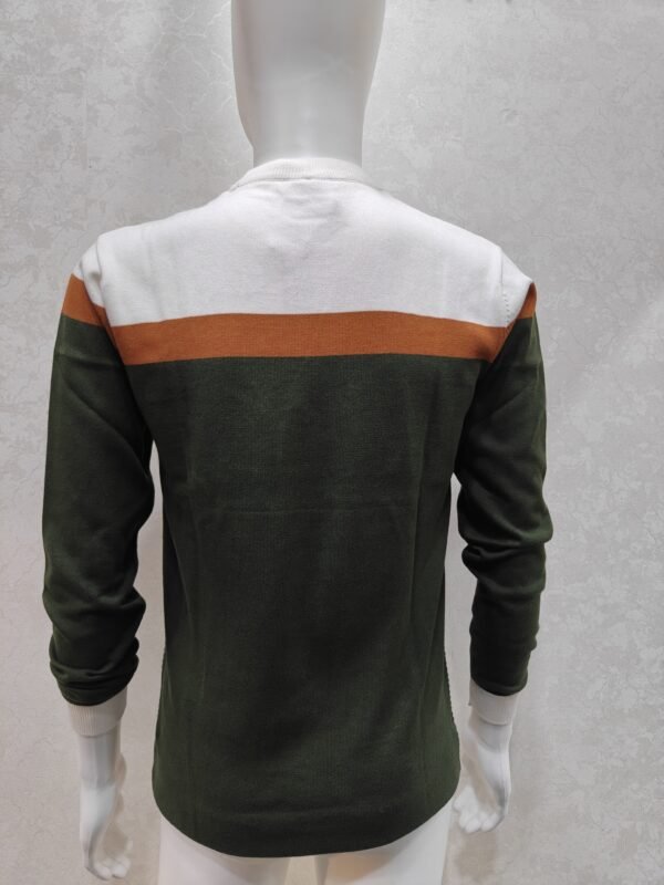 Men’s White-Green Colorblock Full Sleeve Tshirt