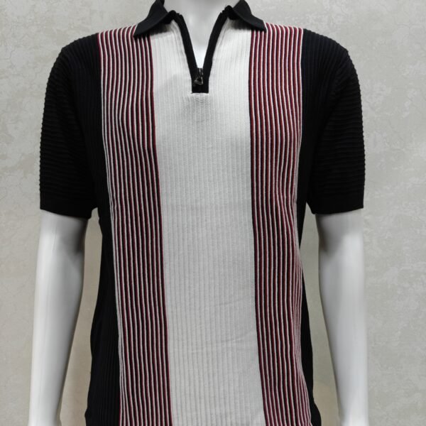 Men’s Black Zip Polo Half Sleeve Tshirt