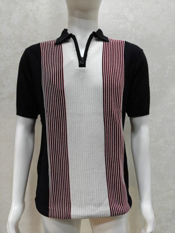 Men’s Black Zip Polo Half Sleeve Tshirt