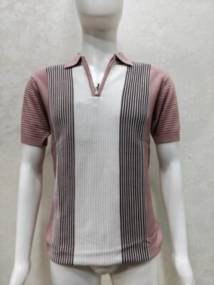 Men’s Pink Zip Polo Half Sleeve Tshirt