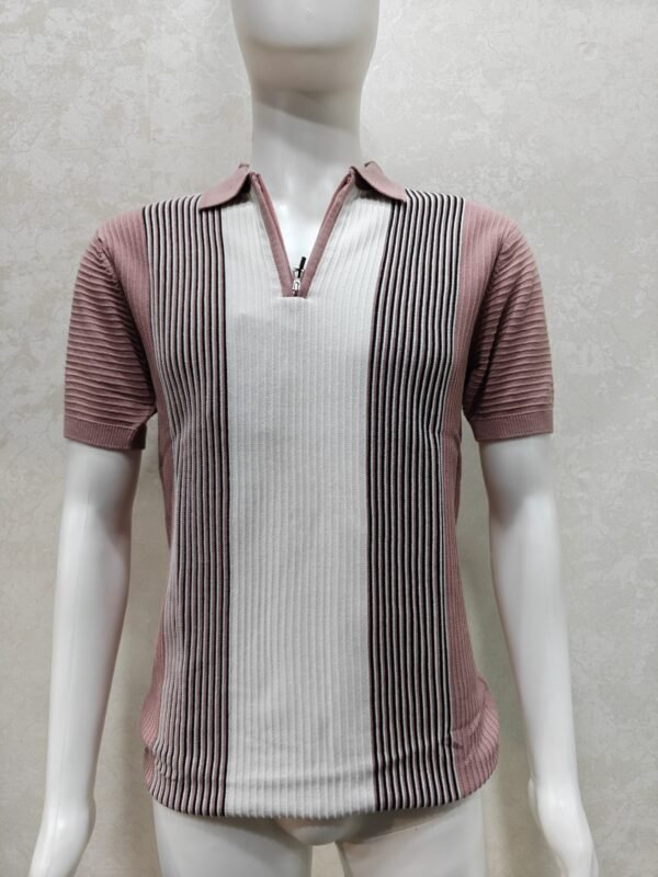 Men’s Pink Zip Polo Half Sleeve Tshirt