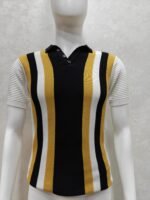 Men’s Knitted Polo T-Shirt – Vertical Stripe Front