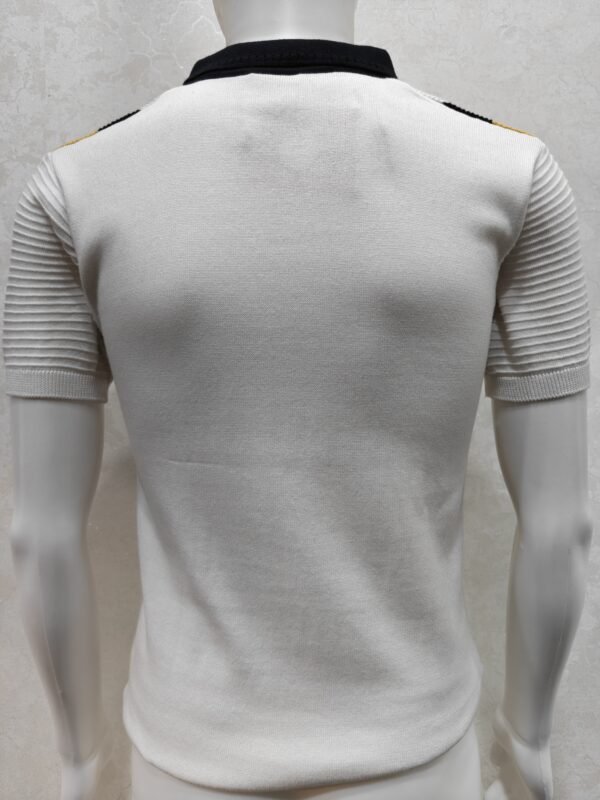 Men’s Knitted Polo T-Shirt – Vertical Stripe Front