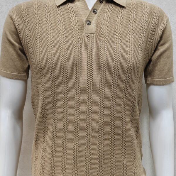 Men’s Textured Knitted Polo T-Shirt